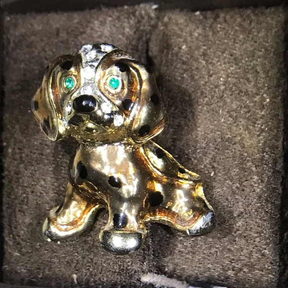 Glitzy Gold And Gems Puppy Dog Pin / Brooch - Picture 6 of 7